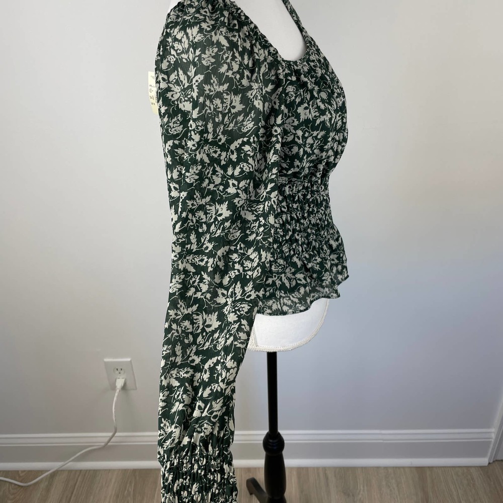 Madewell Floral Georgette Top in Forest Leaves - Picture 9 of 14